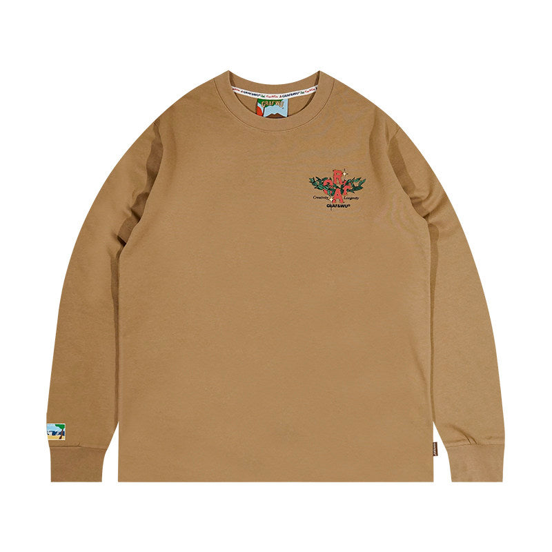 GRAF&WU Embroidered Floral Logo Long Sleeve Tee