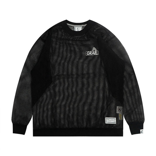 GRAF&WU Brand Embroidered Comfortable Mesh Long sleeve Shirt