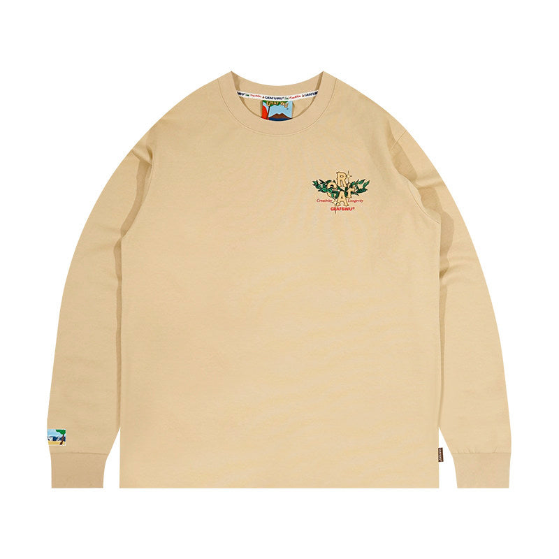 GRAF&WU Embroidered Floral Logo Long Sleeve Tee