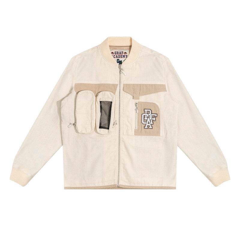 GRAF&WU Men’s Utility Work Jacket Spring Canvas Lightweight Tactical Multi-Pocket Coat
