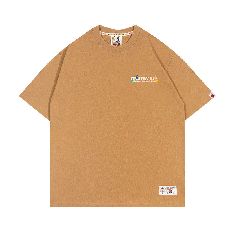 GRAF&WU Brand Letter Print Fashion 100% Cotton T-shirt