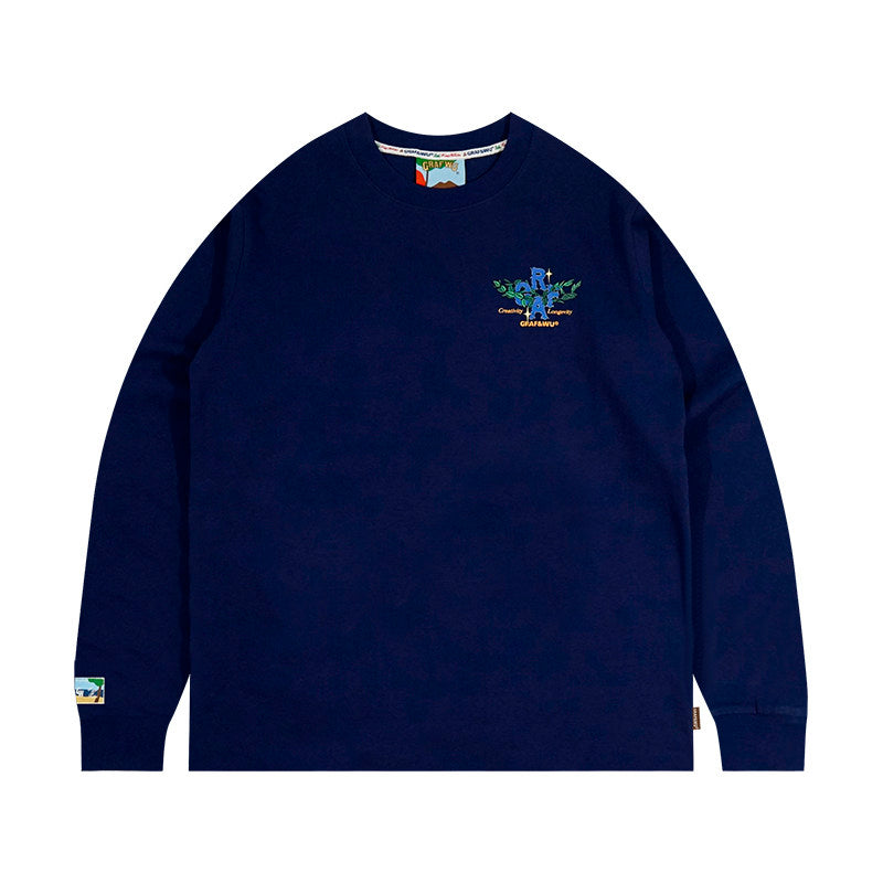 GRAF&WU Embroidered Floral Logo Long Sleeve Tee