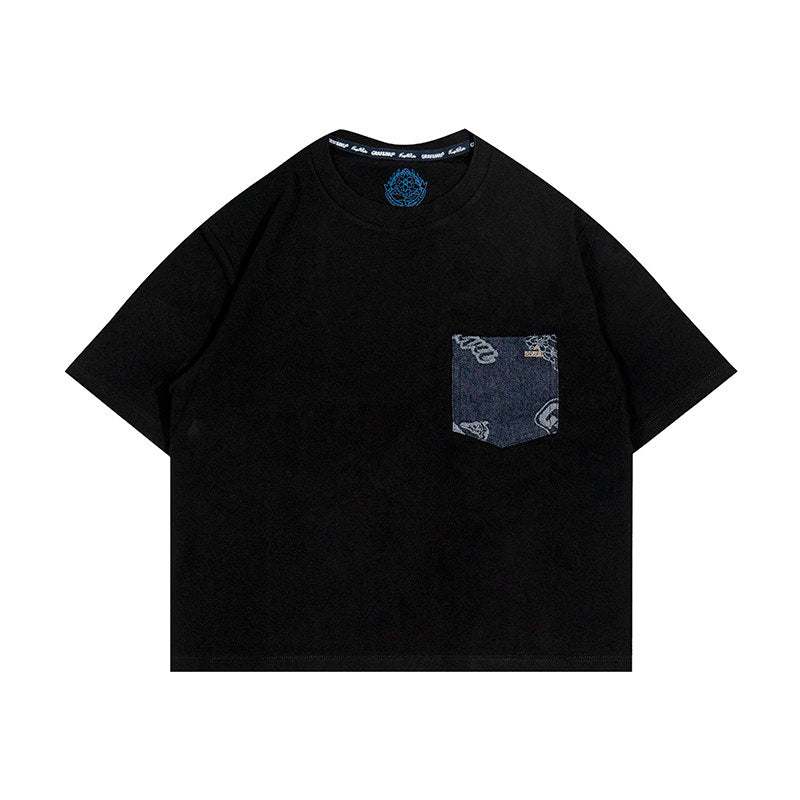 GRAF&WU Denim Pocket Design Retro Hot Girl Fashion T-shirt