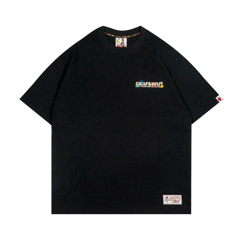 GRAF&WU Brand Letter Print Fashion 100% Cotton T-shirt