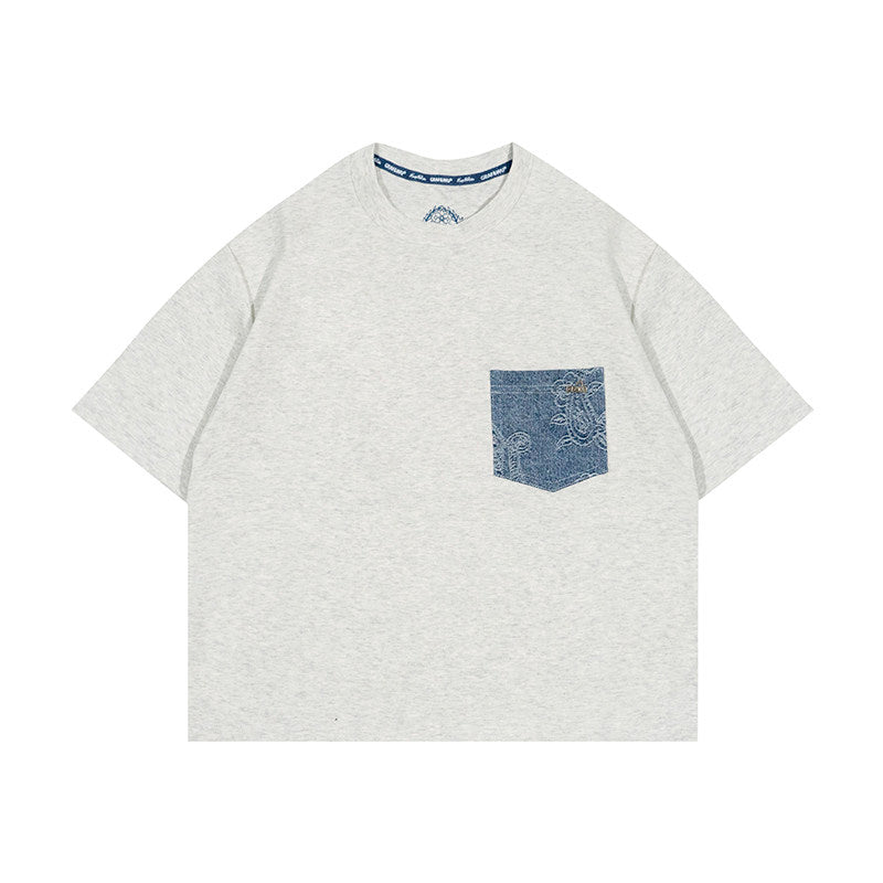 GRAF&WU Denim Pocket Design Retro Hot Girl Fashion T-shirt