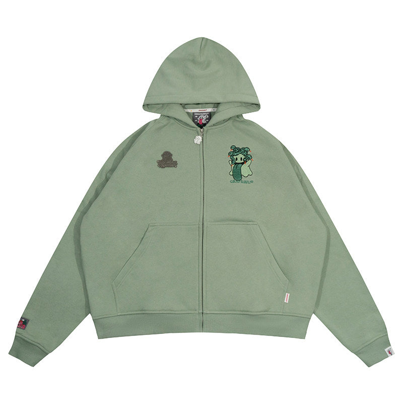 GRAF&WU Halloween Medusa Fairy Zombie Kappa Cute Ghost Zip-up Hoodie