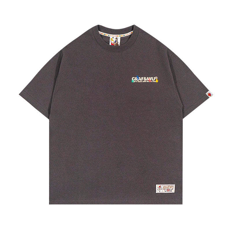 GRAF&WU Brand Letter Print Fashion 100% Cotton T-shirt