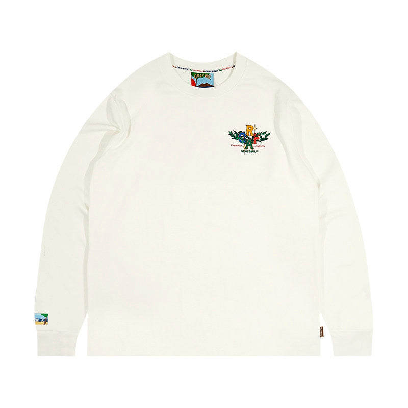 GRAF&WU Embroidered Floral Logo Long Sleeve Tee