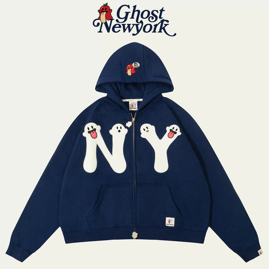 New York Ghost Zip-Up Hoodie for Couples
