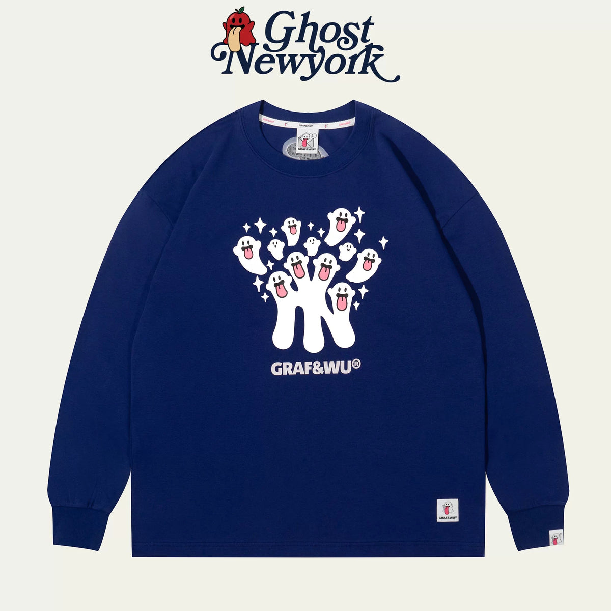 Ghost Puff-Print Long Sleeve Tee for Couples