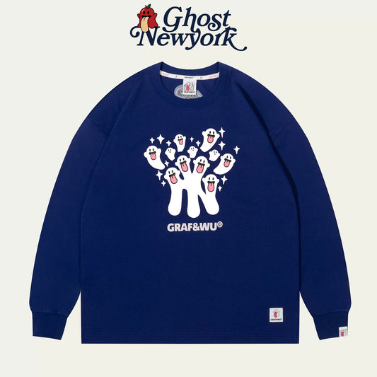 Ghost Puff-Print Long Sleeve Tee for Couples
