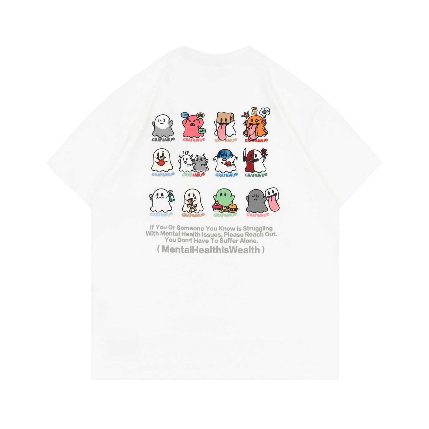 GRAF&WU 12 Mental Healing Cute Ghost Characters T-shirts