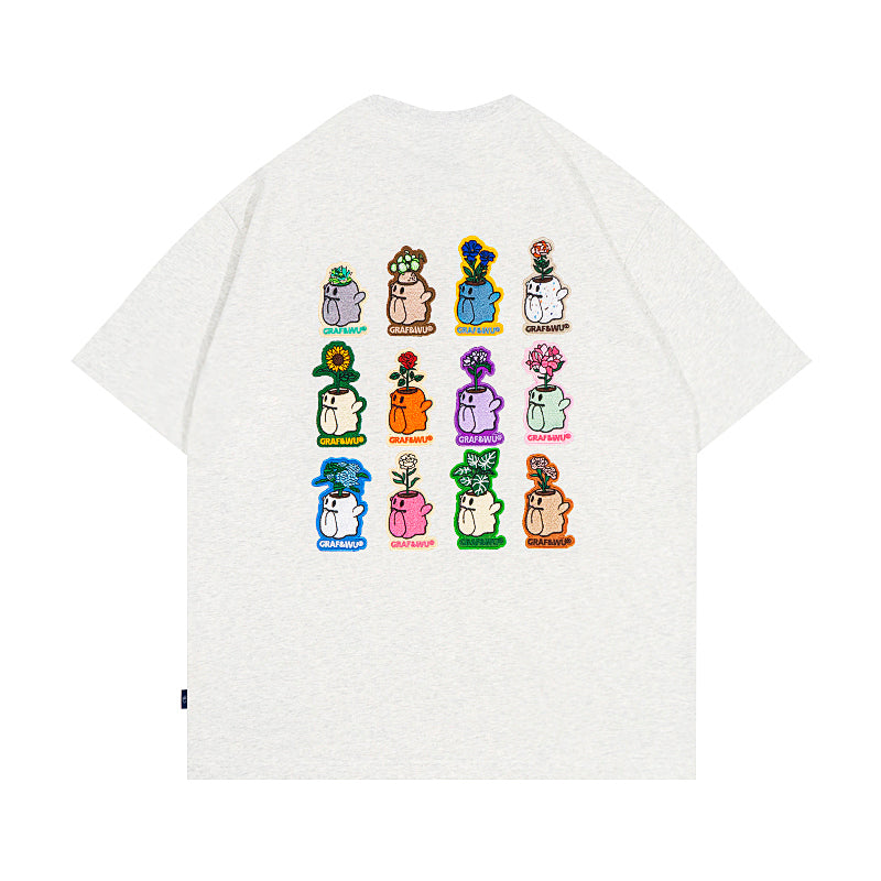 GRAFWU Flower Shop 12 Boo Ghost 2.0 Character Floral T-Shirt