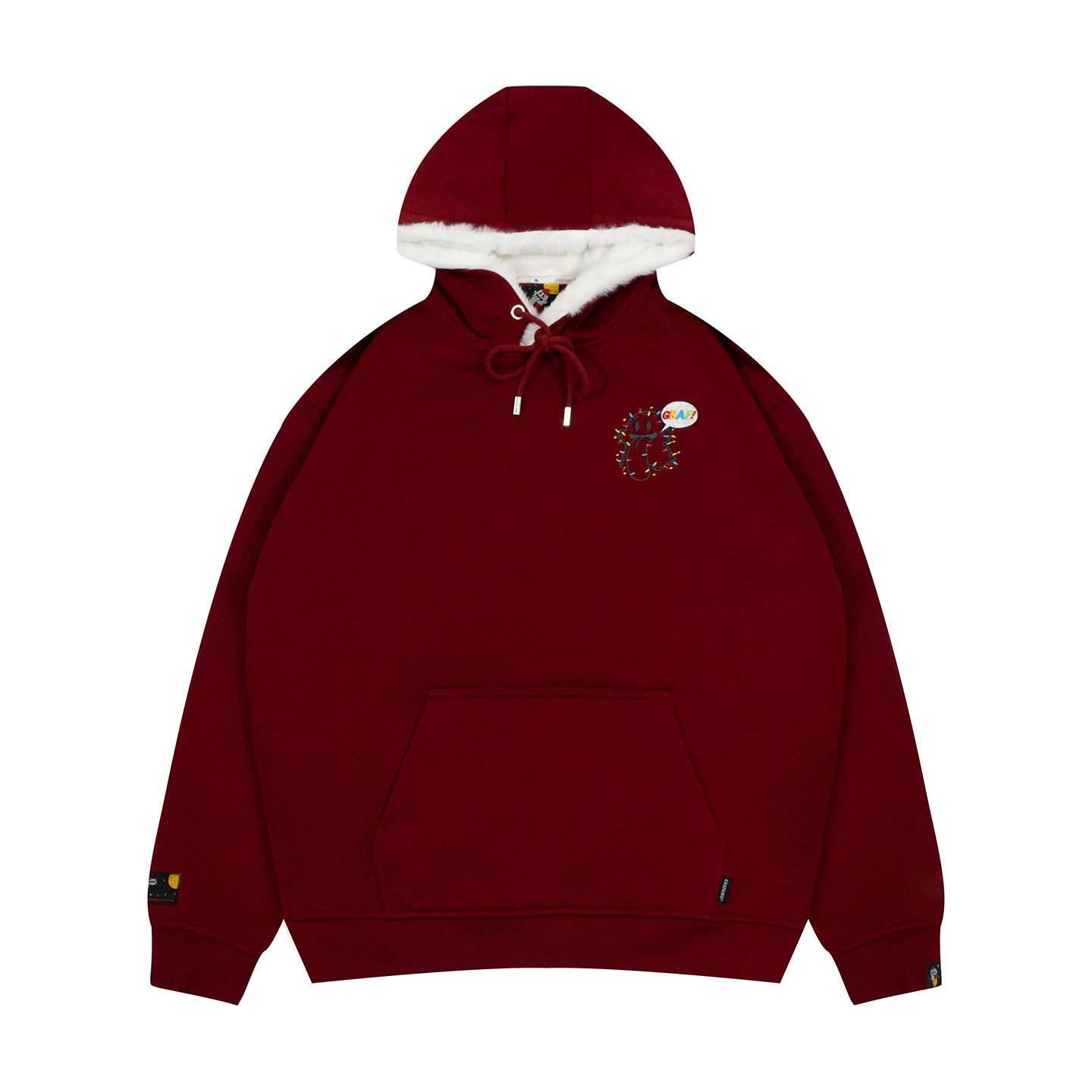 GRAF&WU 12 Christmas Cute Ghost Retro Loose Fleece Hoodies Fur Hat