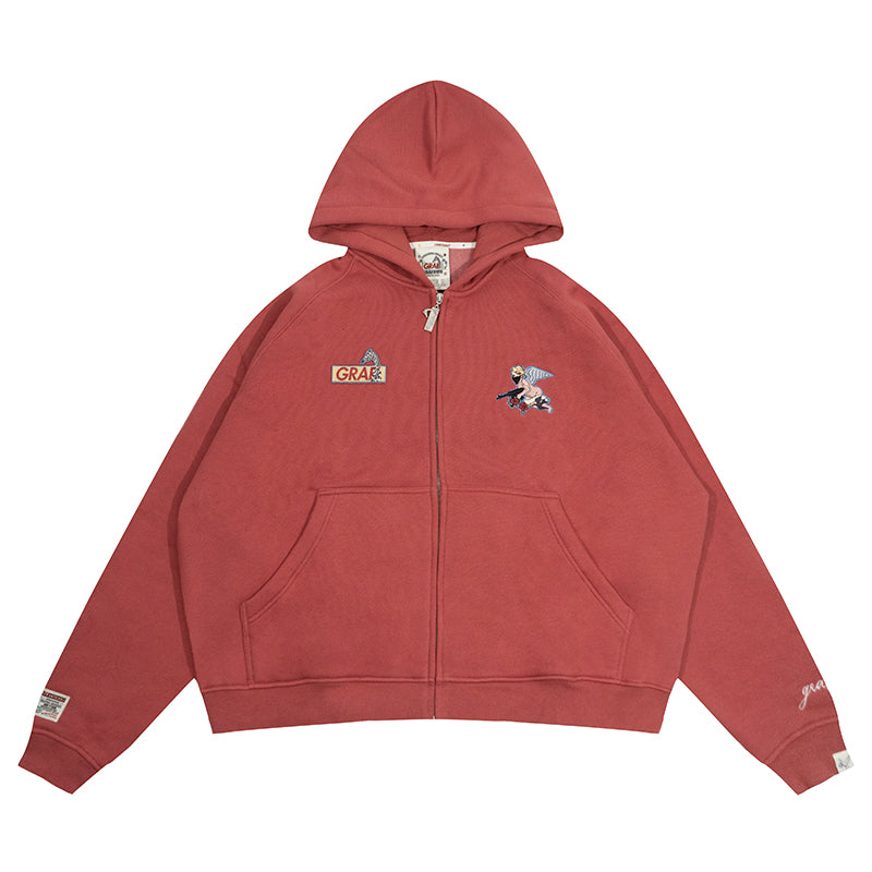 GRAF&WU AK47 Angel Embroidery Zip-up Hoodie