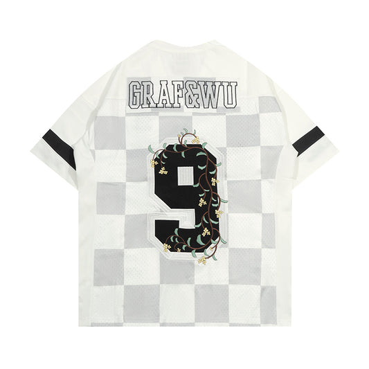 GRAF&WU Football Club Floral Embroidery Sports Mesh Jersey