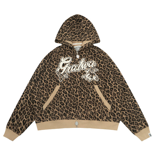 GRAF&WU AK Angel Leopard Zip-Up Hoodie
