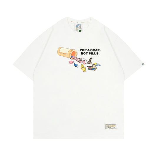 GRAFWU Less Medicine Healthy Embroidery T-Shirts
