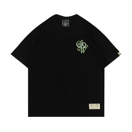 GRAF&WU 3D Embroidered Simple Casual Streetwear Fashion Summer T-shirt