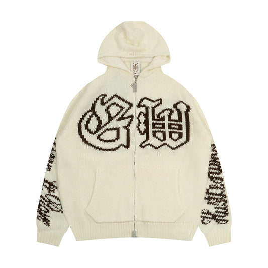 GRAF&WU Giraffe Logo Sweater Knit Zip-Up Coat - Premium Streetwear