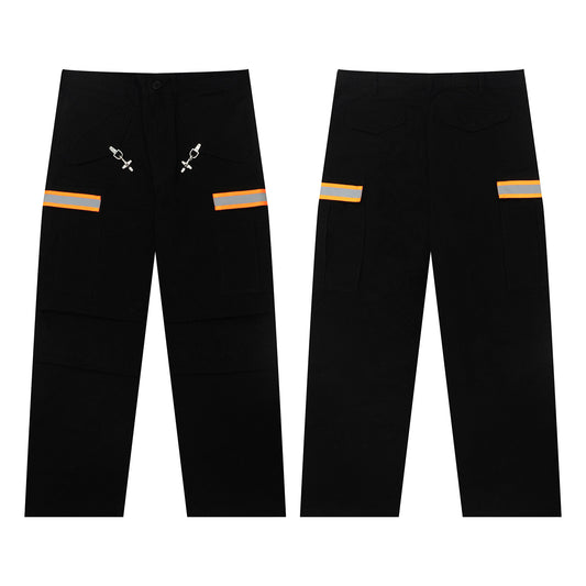 GRAF&WU Firefighter Reflective Strip Design Metal Buckle M65 Work Pants