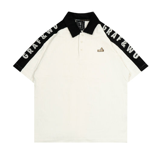 GRAF&WU Corduroy Letter embroidery Polo Shirt