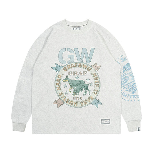 GRAF&WU AK47 Angel Barn Style Printed Cotton Long-Sleeve T-Shirt