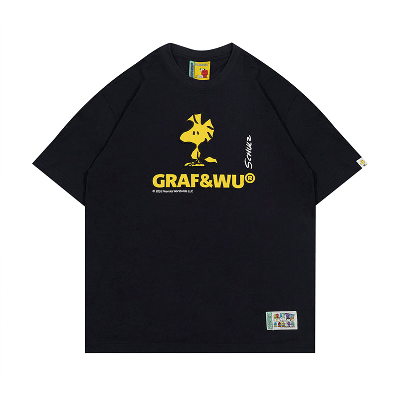 GRAF x PEANUTS Collab Charlie Brown Cartoon Print T-Shirt