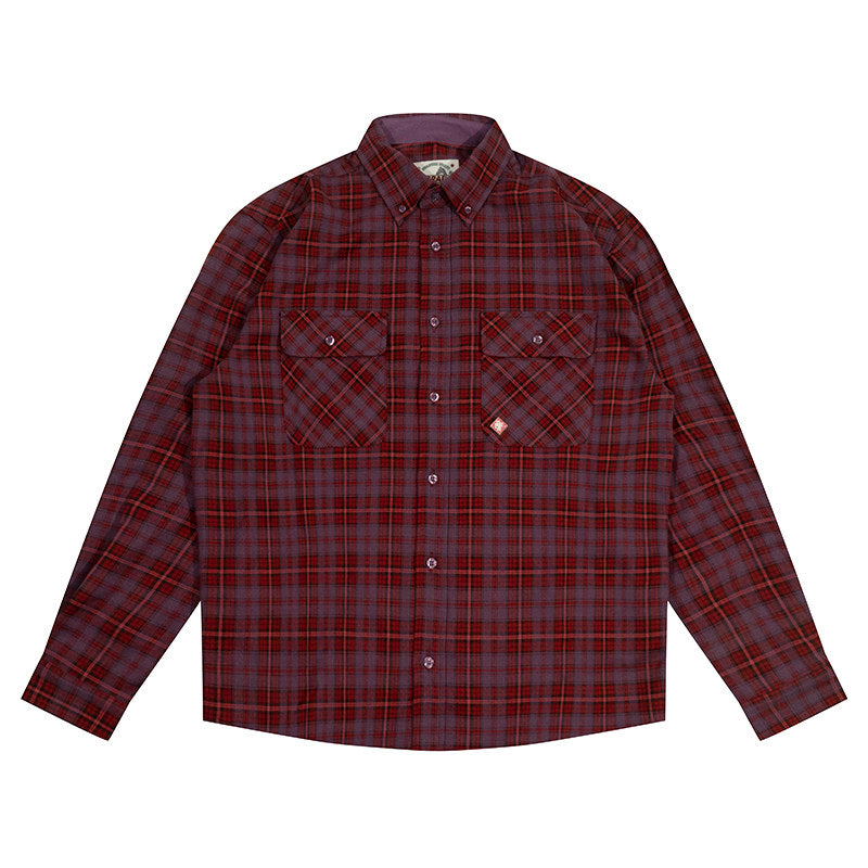 GRAF&WU Fashion Plaid Design Loose Cozy Cotton Long-sleeved Shirt