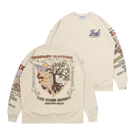 GRAF&WU Goddess Blessing Graphic Oversize Crew Neck Sweatshirt
