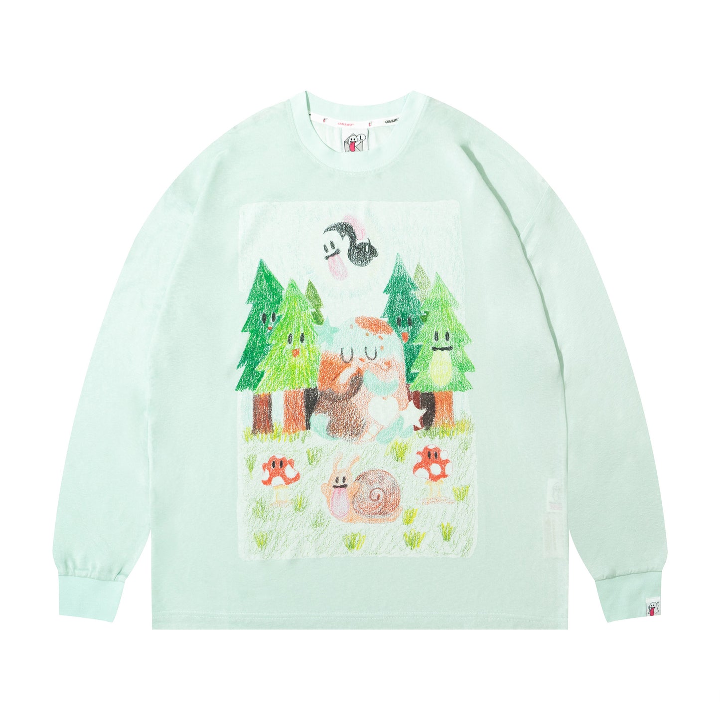 GRAF&WU Tencel Thin Long-Sleeve Cute Ghost Planet Art Shirt