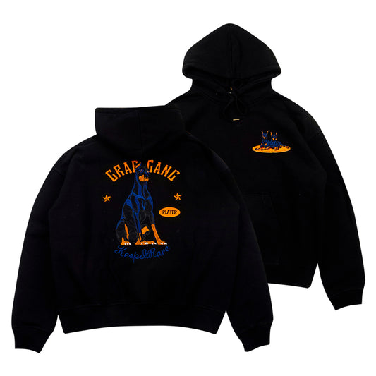 GRAF&WU Classic Doberman Embroidered Black Fleece Hoodie