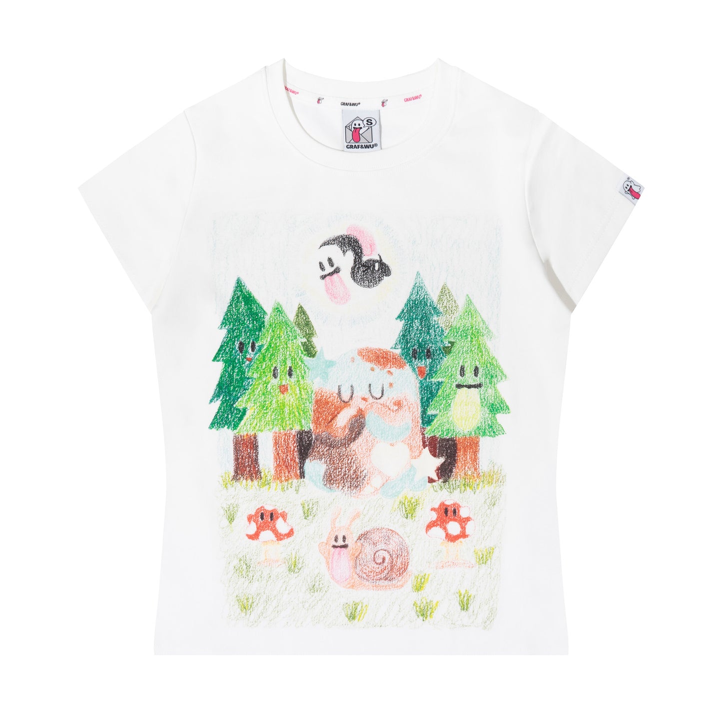 GRAF&WU Artistic Painted Solar System Planets Cute Ghost Hot Girl T-shirt