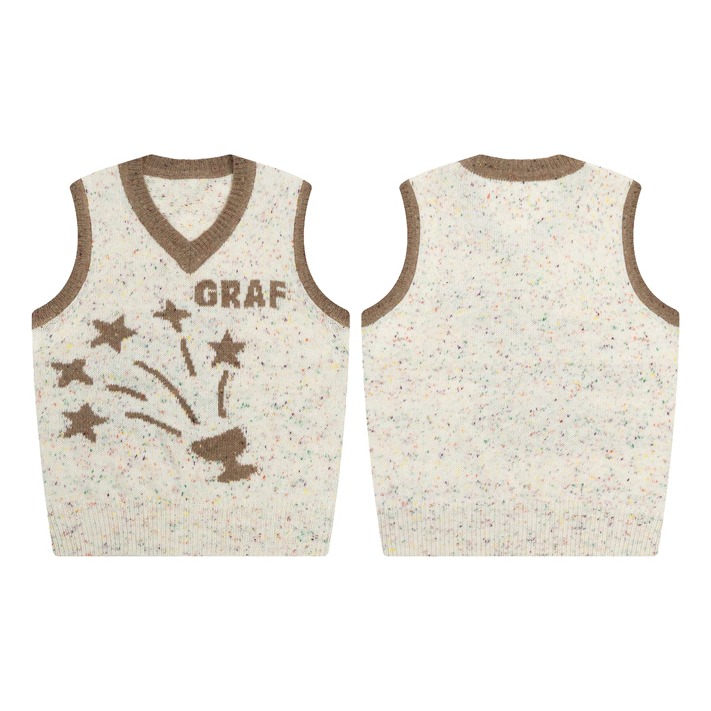 GRAF&WU Star Wine Glass Flower Colorful Wool Knit Sweater Vest