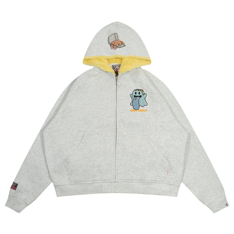 GRAF&WU Egg Cute Ghost Imitation Mink Velvet Hoodie