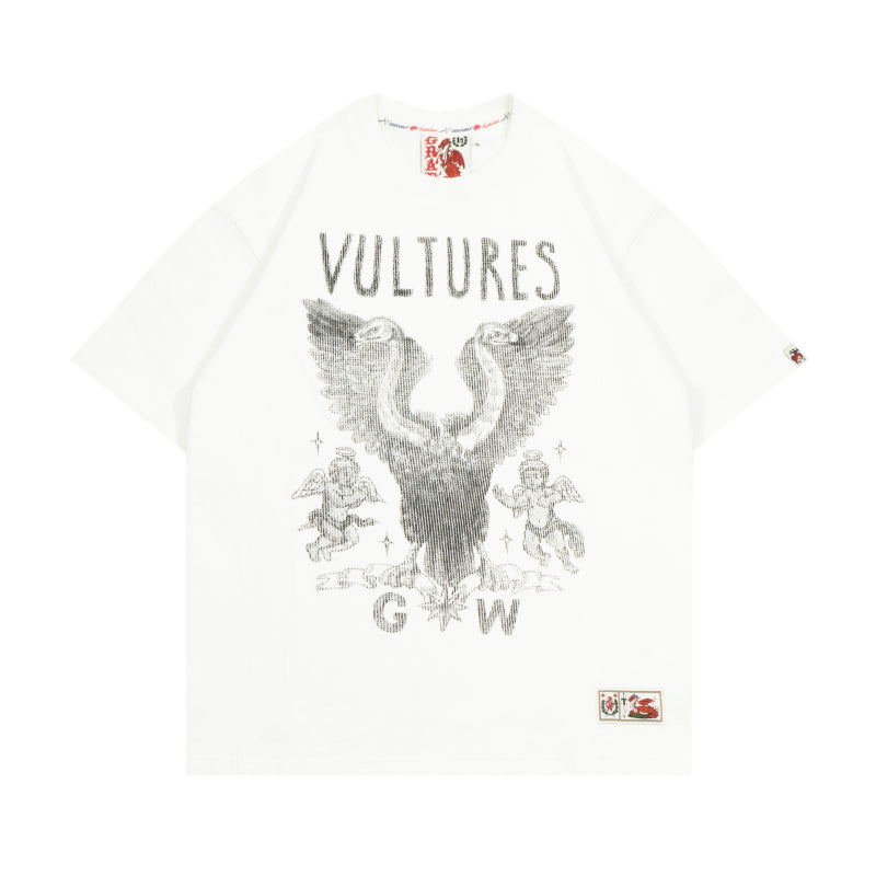 GRAF&WU Men T-Shirts Fashion Vultures Little Angel Short Sleeves Hip-Hop Trend Short Sleeve Casual Summer T-Shirt