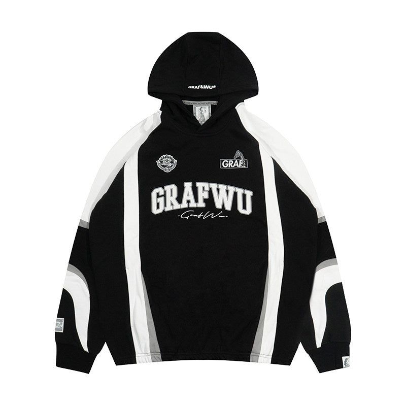 GRAF&WU Football Style Fashion Embroidered Hoodie