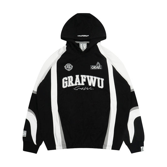 GRAF&WU Football Style Fashion Embroidered Hoodie