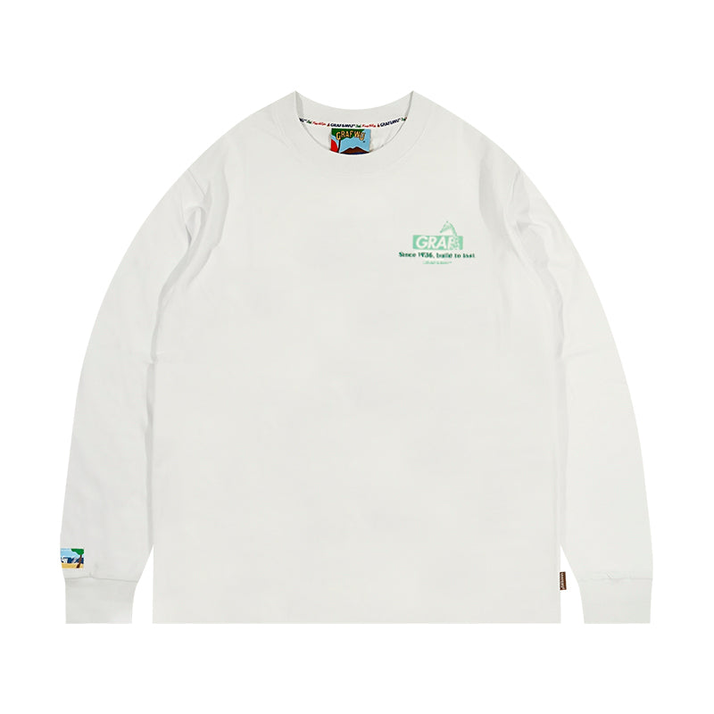 GRAF&WU Classic Old House Giraffe Shop Pattern Long-Sleeve Shirt