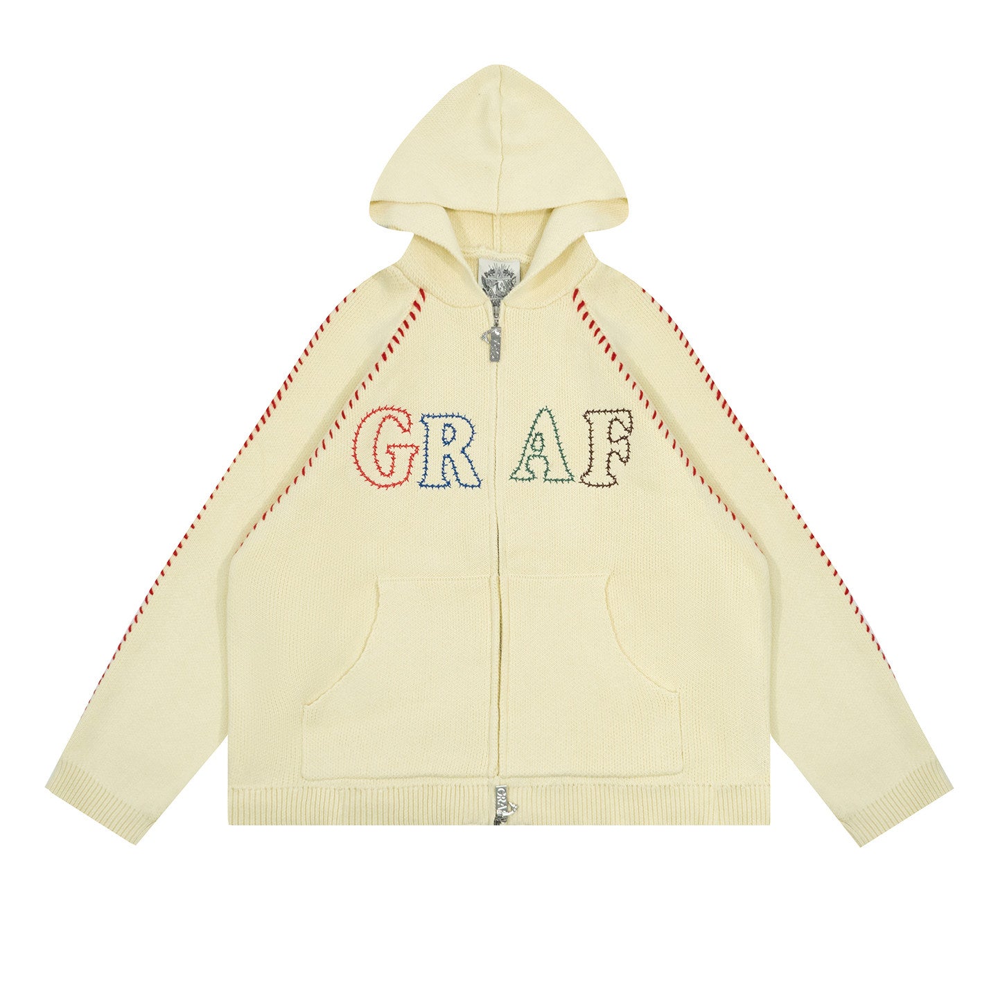 GRAF&WU Hand-stitched Baseball-style Zip-up Cardigan Sweater