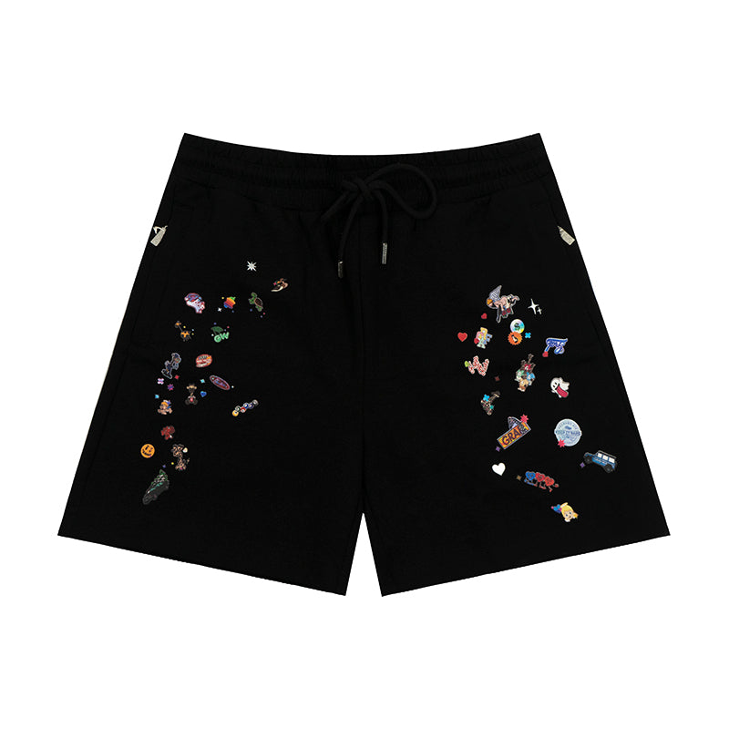 GRAFWU Y2k Sticker Design Pattern Bermuda Shorts