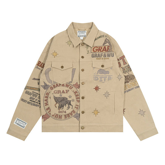 GRAF&WU Ivy Goddess Bless Print Oversize Fashion Jacket