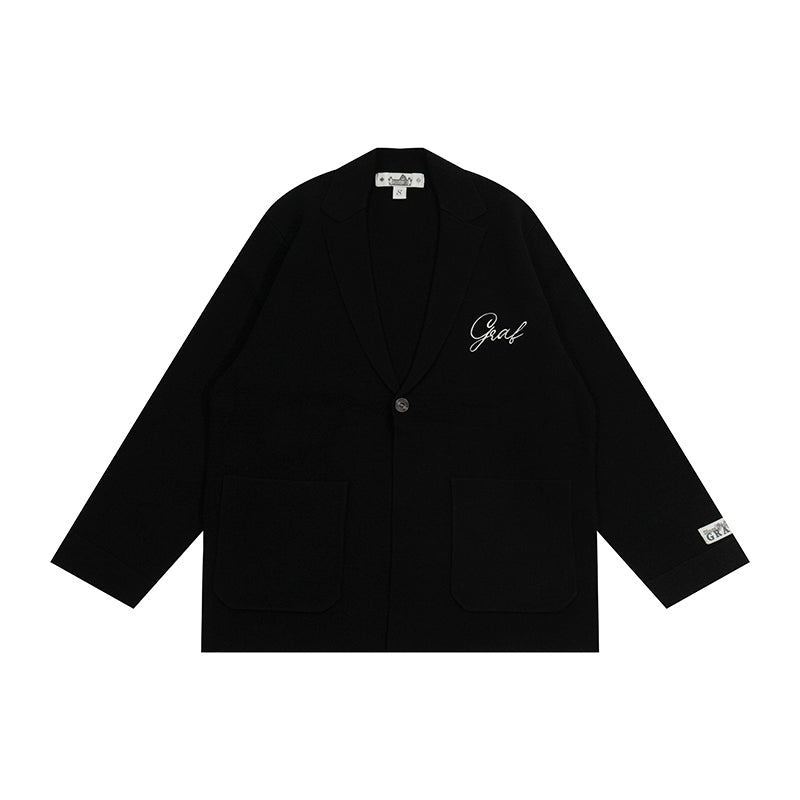 GRAF&WU Jacket Streetwear Brand Embroidered Knitted Suit Coat