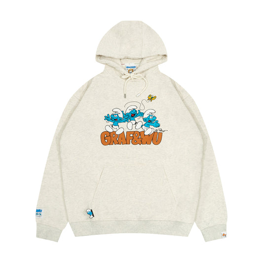 GRAF X SMURF Dancing Star Flower Embroidered Cartoon Fleece Hoodie
