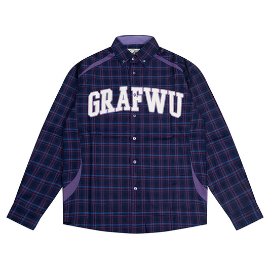 GRAG&WU Curved Letter Patch Embroidery Street Sport Shirt