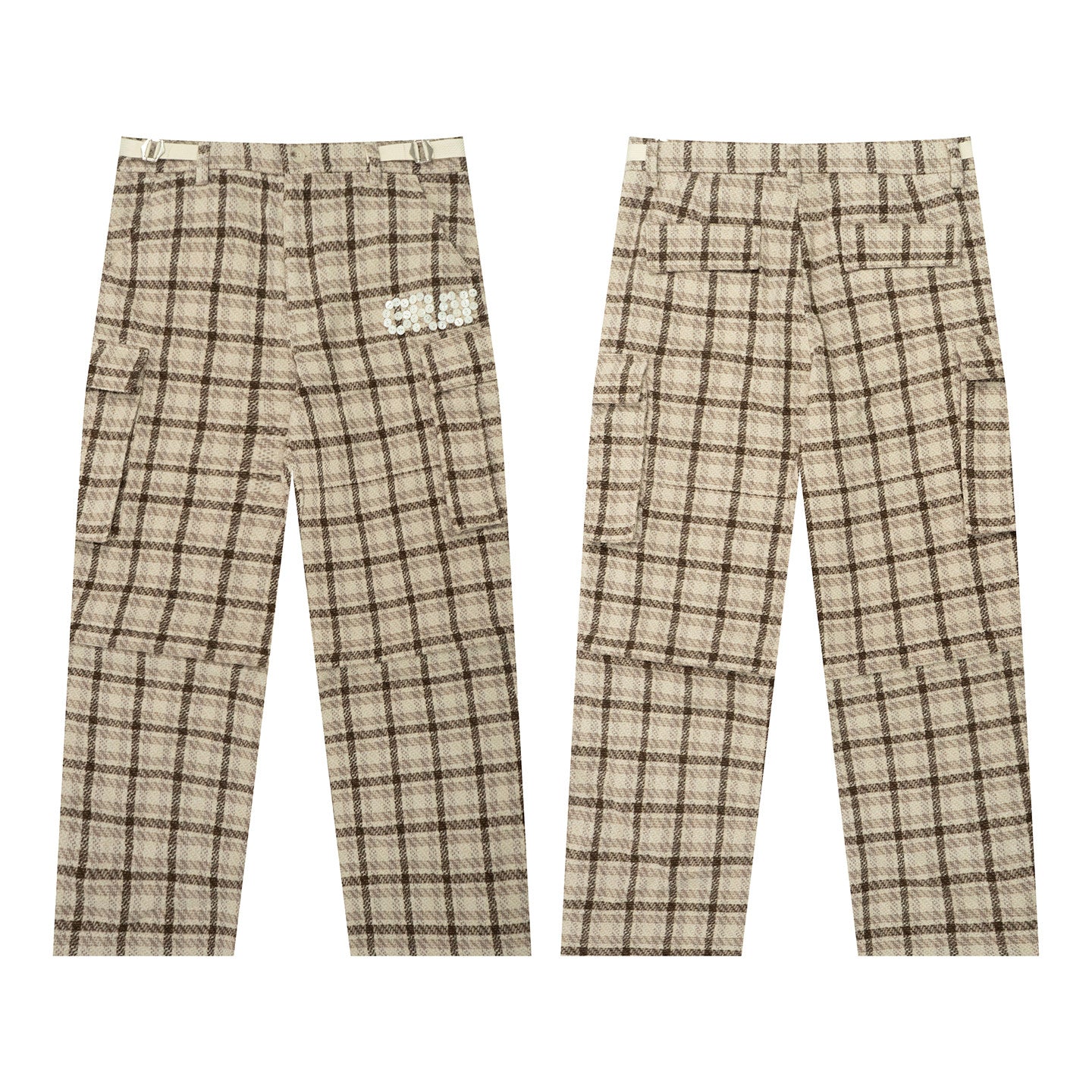 GRAF&WU Hand-sewn Buttons Fashion Design Cargo Wool Trousers