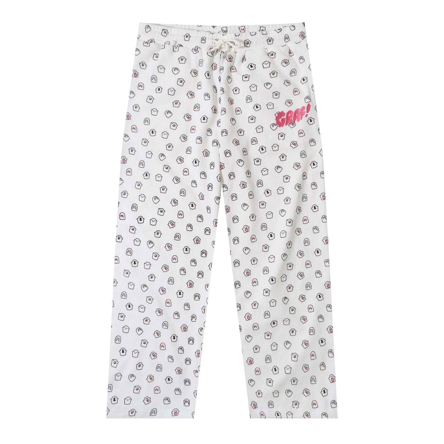 GRAF&WU Mini Cute Ghost Cotton Waffle Cozy Pants