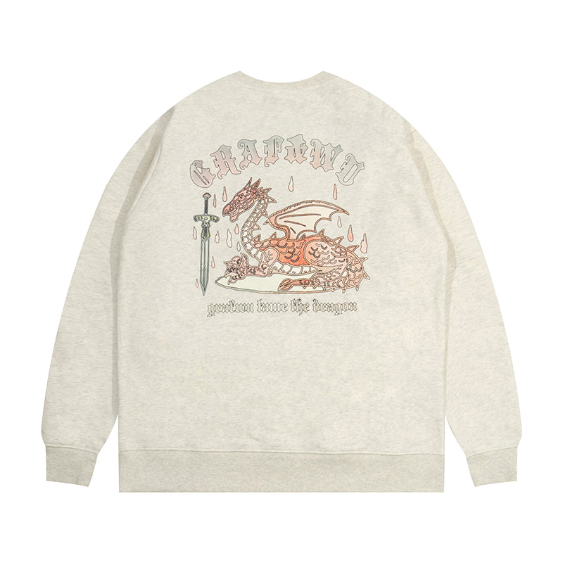 GRAF&WU Knight Slays Dragon Printed Street Hoodie