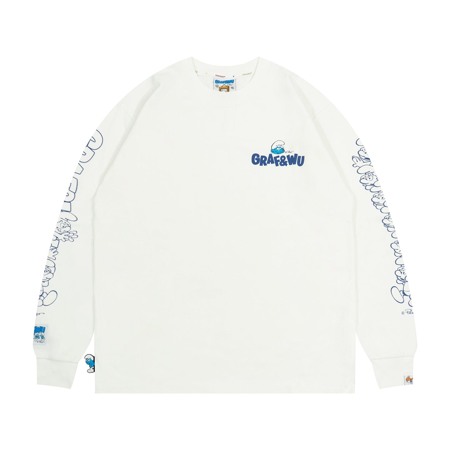 GRAF X SMURF Character Jenga Style Printed Cotton Long Sleeve Shirt