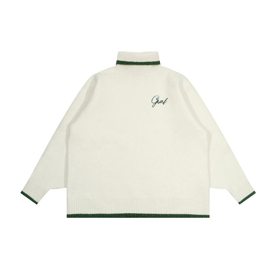 GRAF&WU Embroidered Wool Comfortable Turtleneck Sweater